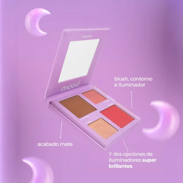 Paleta Mood Ruby Rose – Contorno, Rubor e Iluminador - Imagen 1